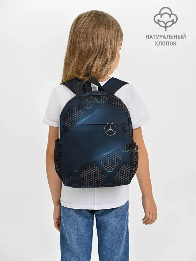 Рюкзак детский с принтом «Merсedes — MERCEDES BENZ — 3D Geometry 3Д»