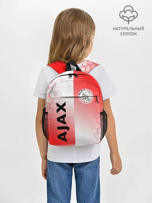 Рюкзак детский с принтом «Honeycomb pattern — FC AJAX AMSTERDAM — ФК АЯКС»