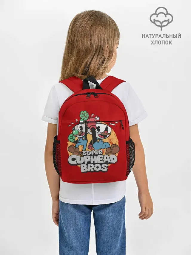Рюкзак детский с принтом «Super Cuphead Bros»