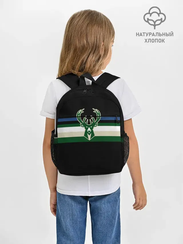 Рюкзак детский с принтом «НБА — Milwaukee Bucks форма. Statement Edition»