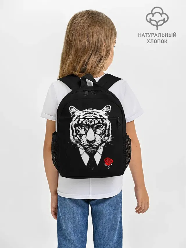 Тигр с красной розой