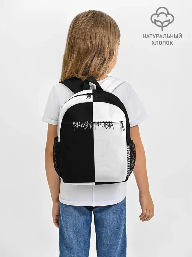 Рюкзак детский с принтом «Phasmophobia logo ч — Phasmophobia logo ч/б»