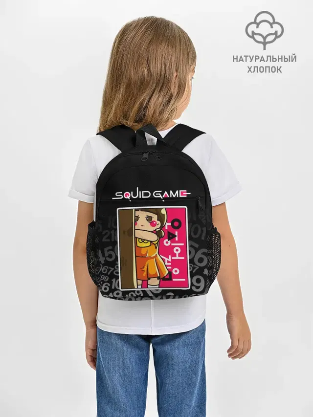 Рюкзак детский с принтом «Игра в кальмара — КУКЛА — DOLL»