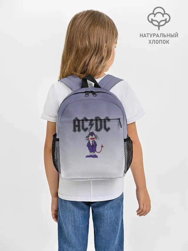 Рюкзак детский с принтом «Ангус Янг чертик AC — Ангус Янг чертик AC/DC»