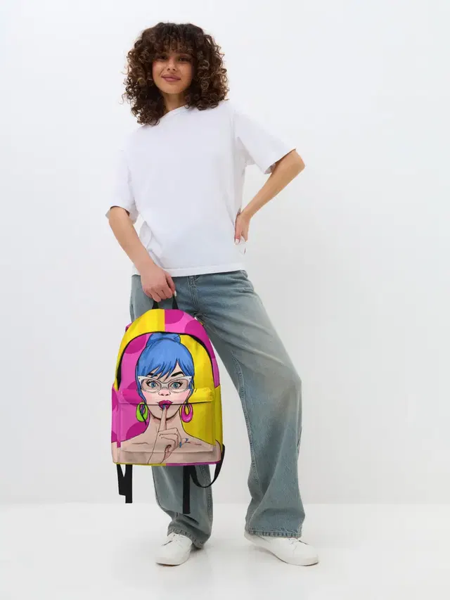 Джинсовый рюкзак с принтом «Pop Art»