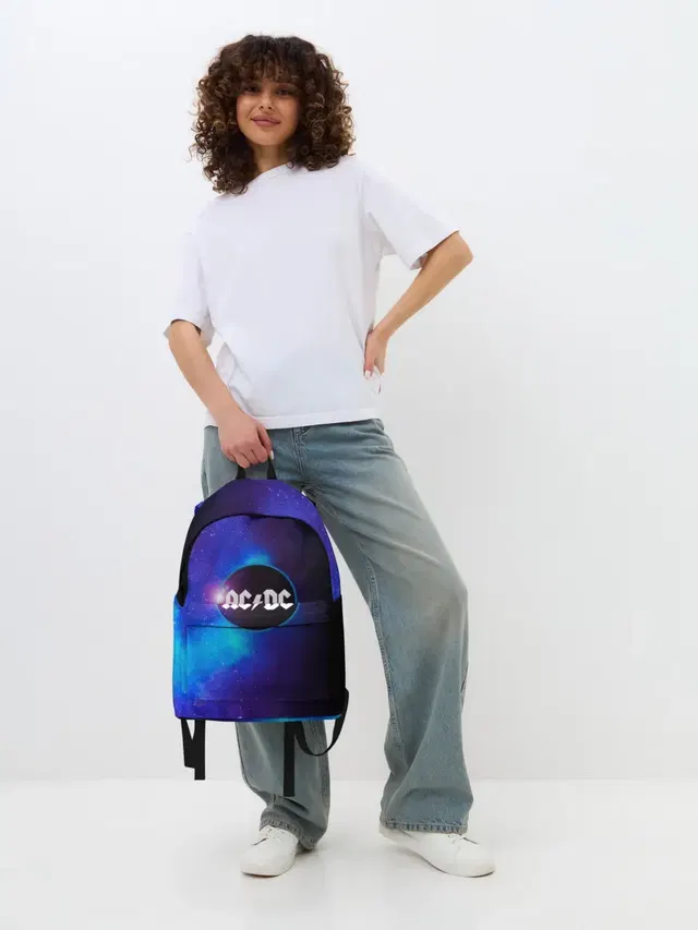 Джинсовый рюкзак с принтом «AC/DC»