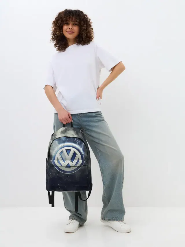 Джинсовый рюкзак с принтом «Volkswagen — Логотип Wolksvagen»