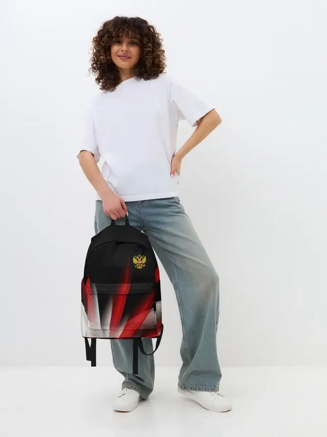 Джинсовый рюкзак с принтом «Russia sport collection»
