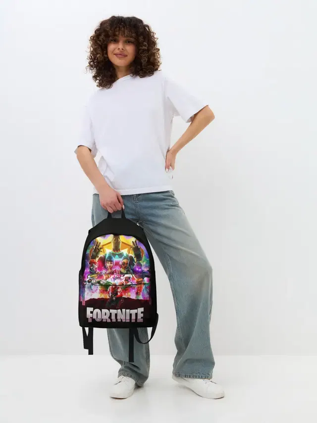 Джинсовый рюкзак с принтом «Фортнайт — Fortnite Королевская Битва»