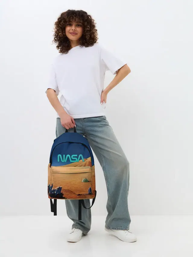 Джинсовый рюкзак с принтом «Retro — NASA on Mars»