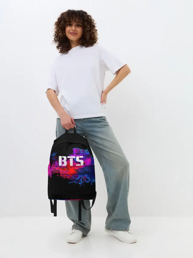 Джинсовый рюкзак с принтом «BTS»