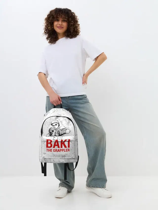 Джинсовый рюкзак с принтом «Baki the Grappler»