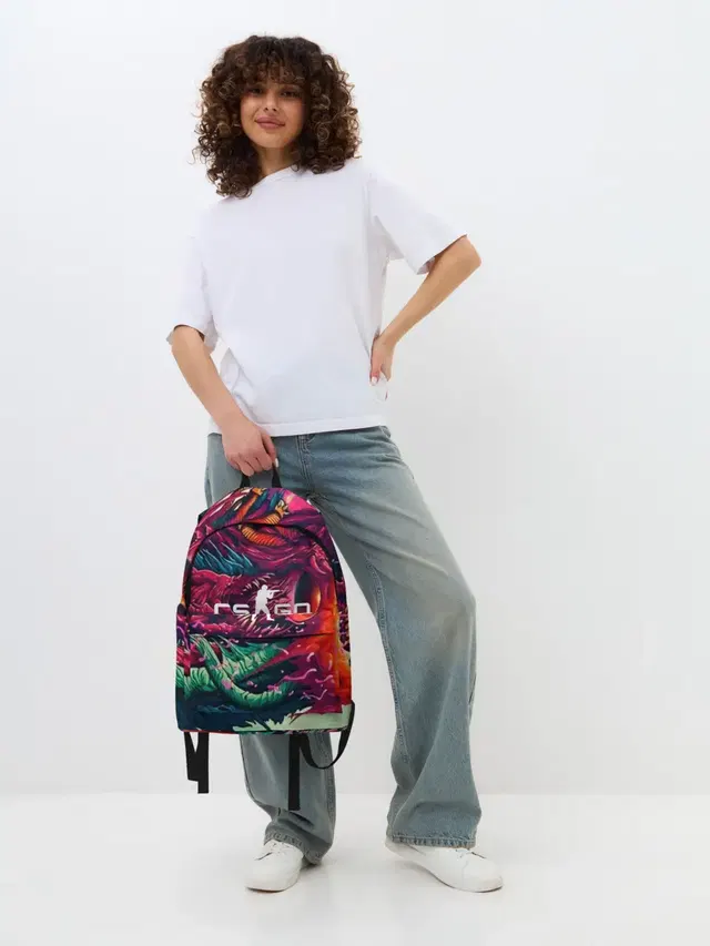 Джинсовый рюкзак с принтом «Counter-Strike — CS GO hyper beast skin»