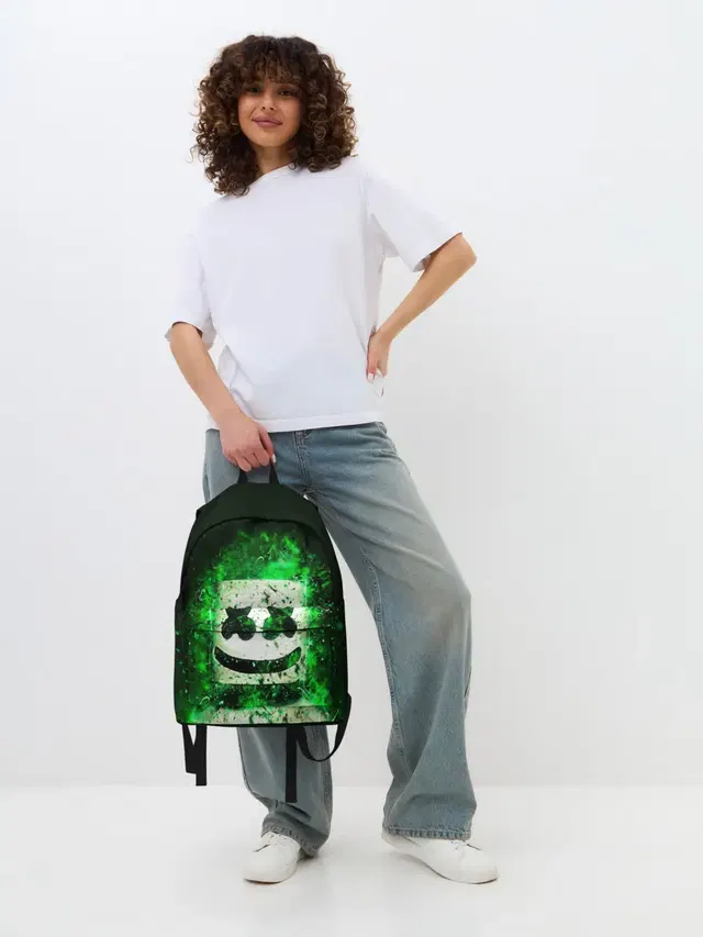 Джинсовый рюкзак с принтом «Marshmello»