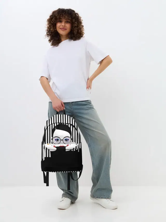 Джинсовый рюкзак с принтом «Pop Art — Fashion girl»