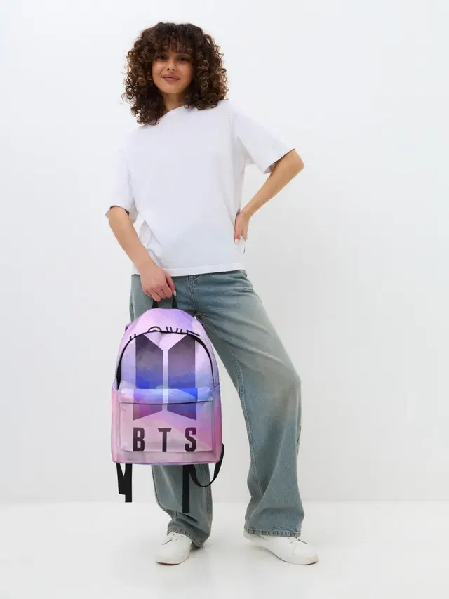 Джинсовый рюкзак с принтом «BTS»
