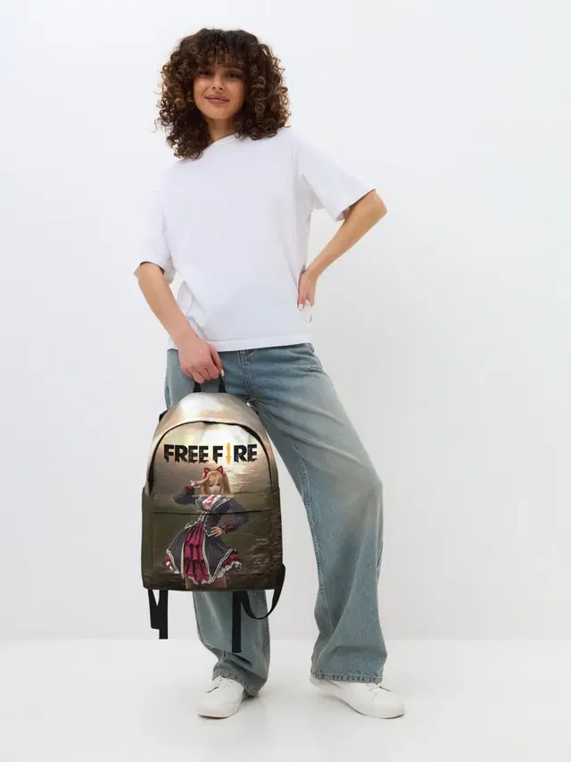 Джинсовый рюкзак с принтом «FREE FIRE - Caroline»