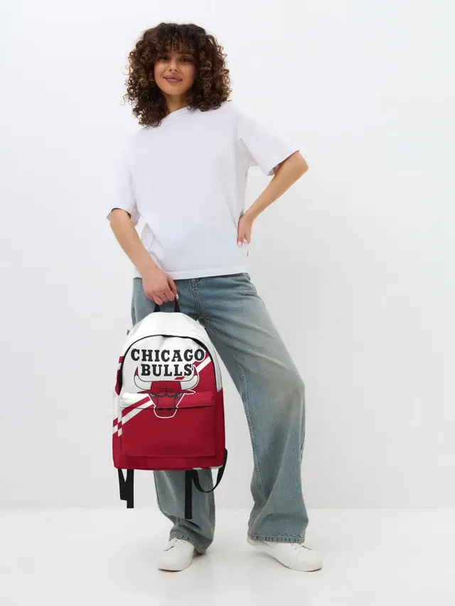 Джинсовый рюкзак с принтом «НБА — Chicago Bulls Red-White»