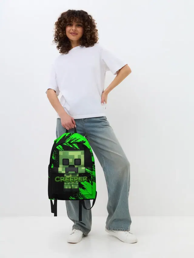 Джинсовый рюкзак с принтом «Майнкрафт — MINECRAFT CREEPER»