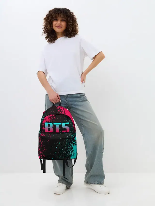 Джинсовый рюкзак с принтом «BTS»