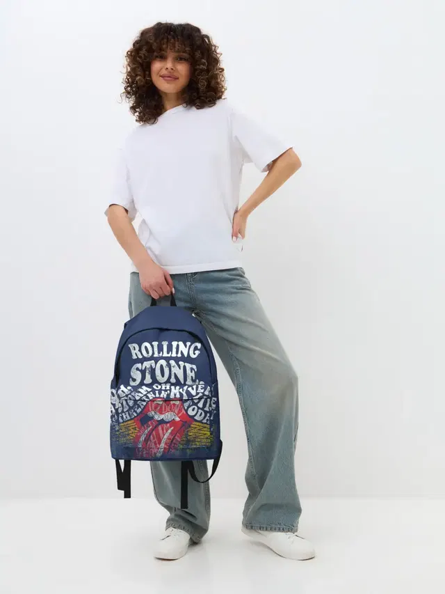 Джинсовый рюкзак с принтом «Rolling Stones — Rolling Stone»