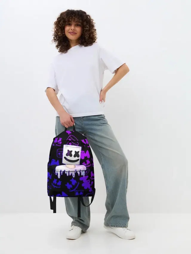 Джинсовый рюкзак с принтом «Marshmello»