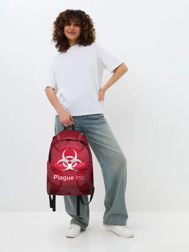 Джинсовый рюкзак с принтом «Разные игры — PLAGUE INC»