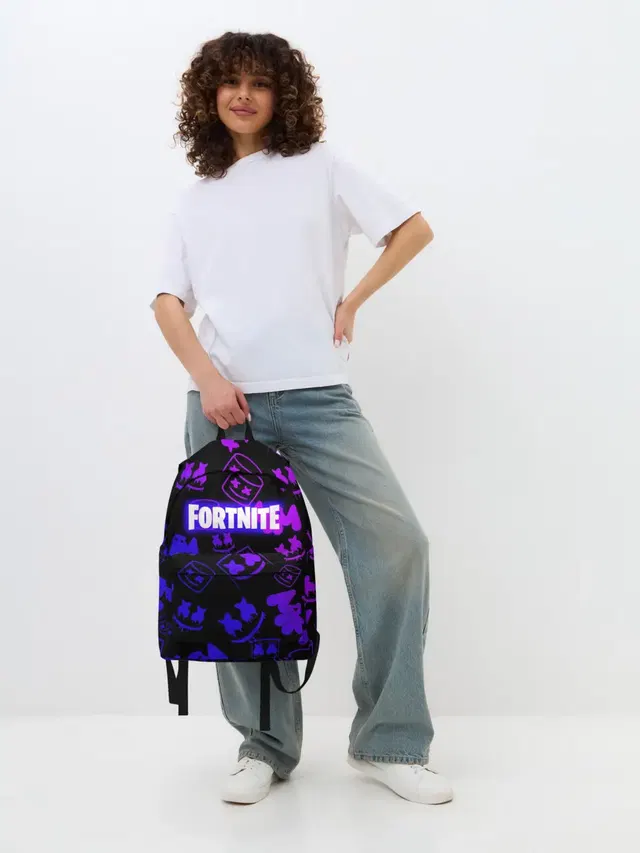 Джинсовый рюкзак с принтом «Фортнайт — FORTNITE MARSHMELLO»