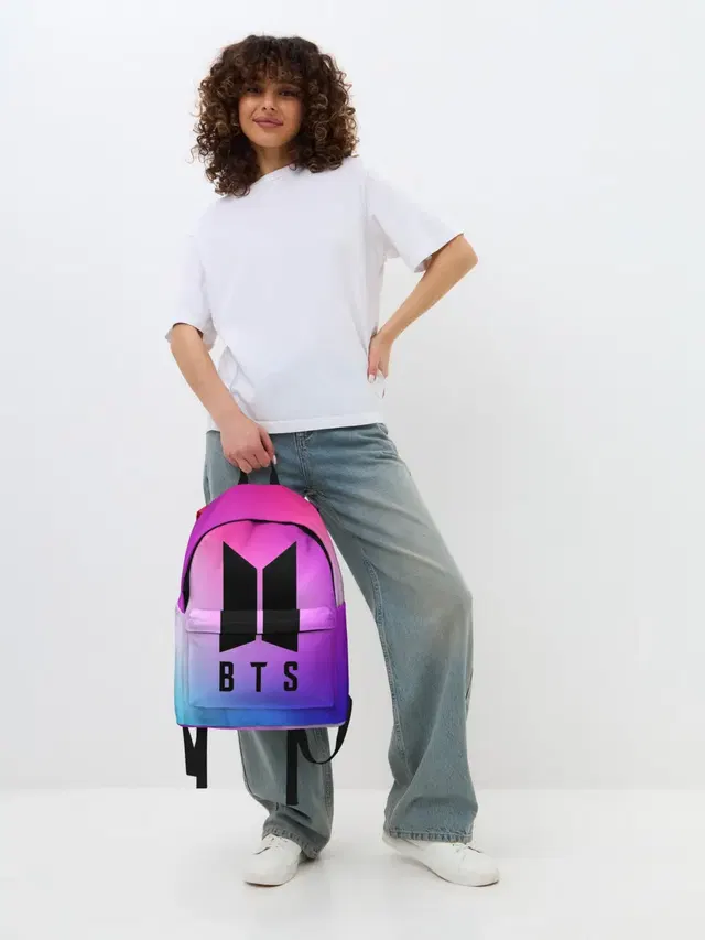 Джинсовый рюкзак с принтом «BTS»