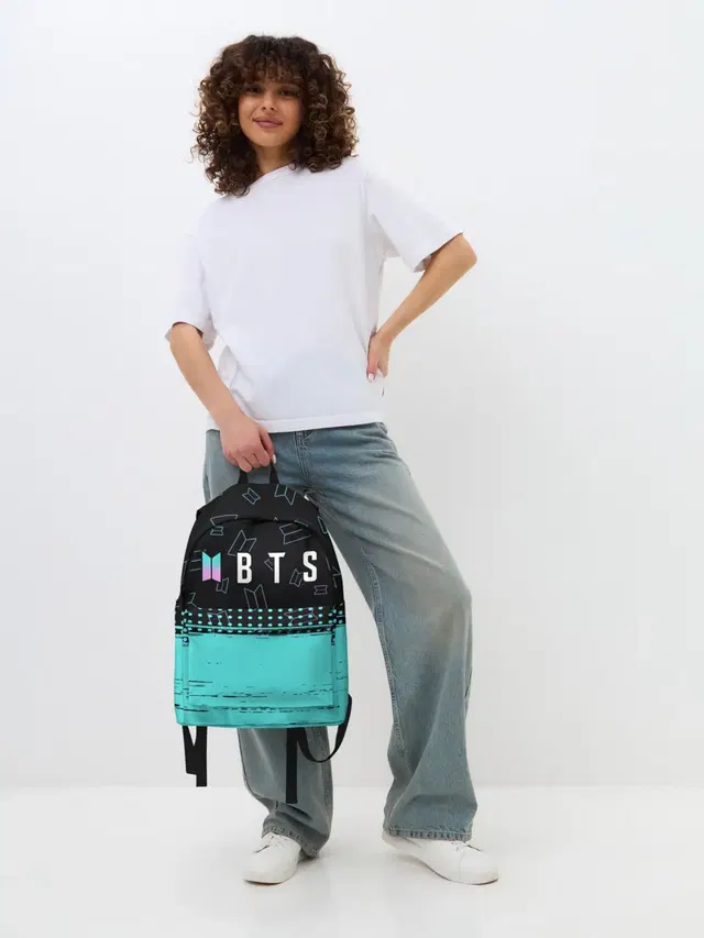 Джинсовый рюкзак с принтом «BTS»