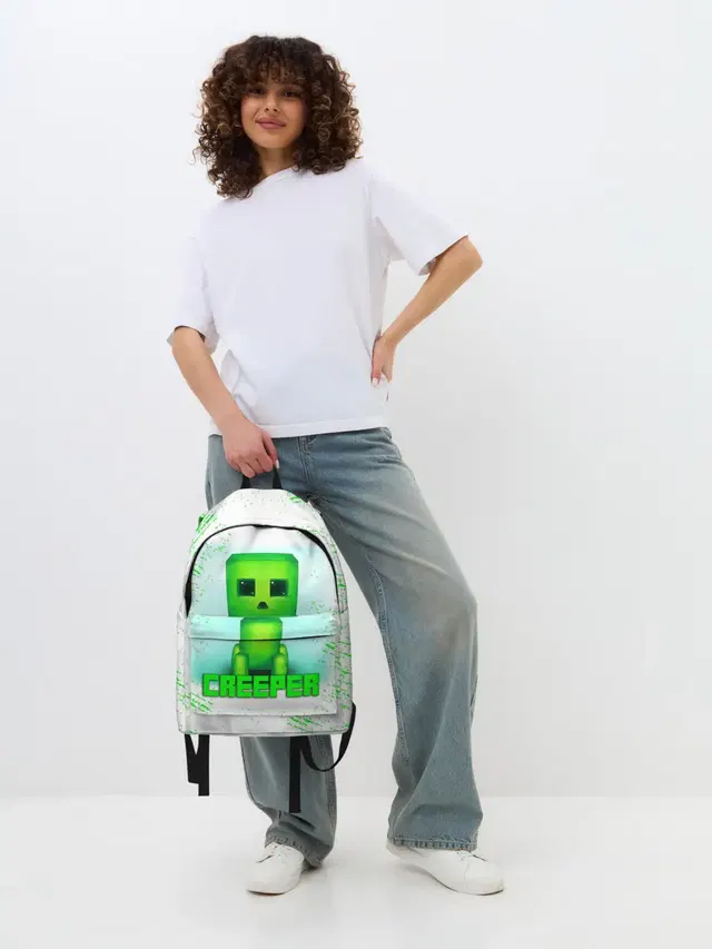 Джинсовый рюкзак с принтом «Майнкрафт — MINECRAFT CREEPER»