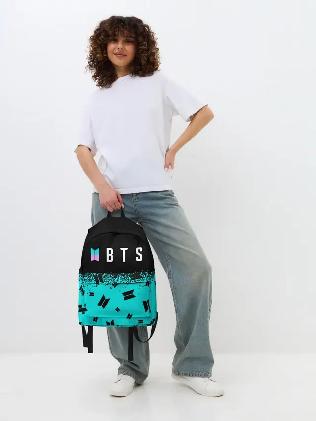 Джинсовый рюкзак с принтом «BTS»