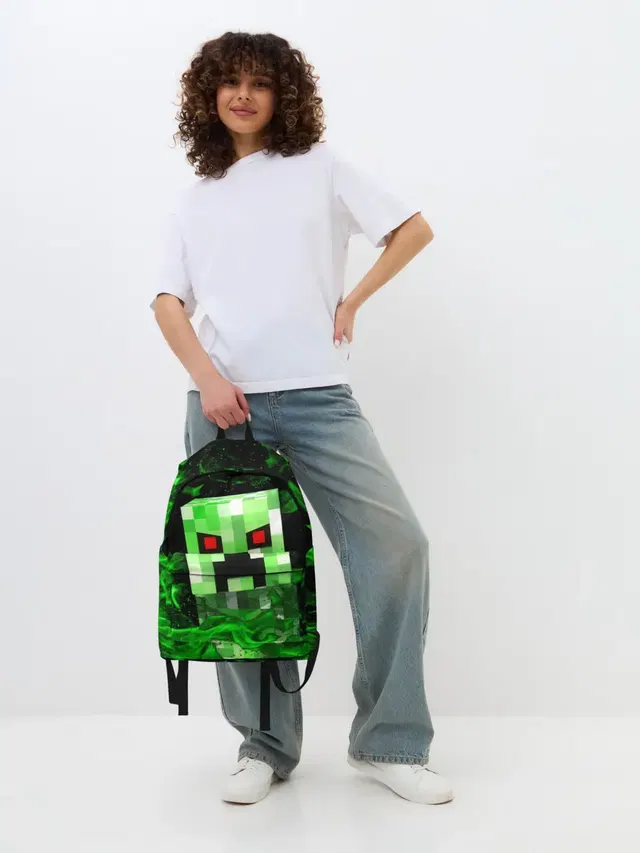 Джинсовый рюкзак с принтом «Майнкрафт — MINECRAFT CREEPER»