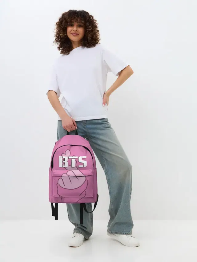 Джинсовый рюкзак с принтом «BTS»
