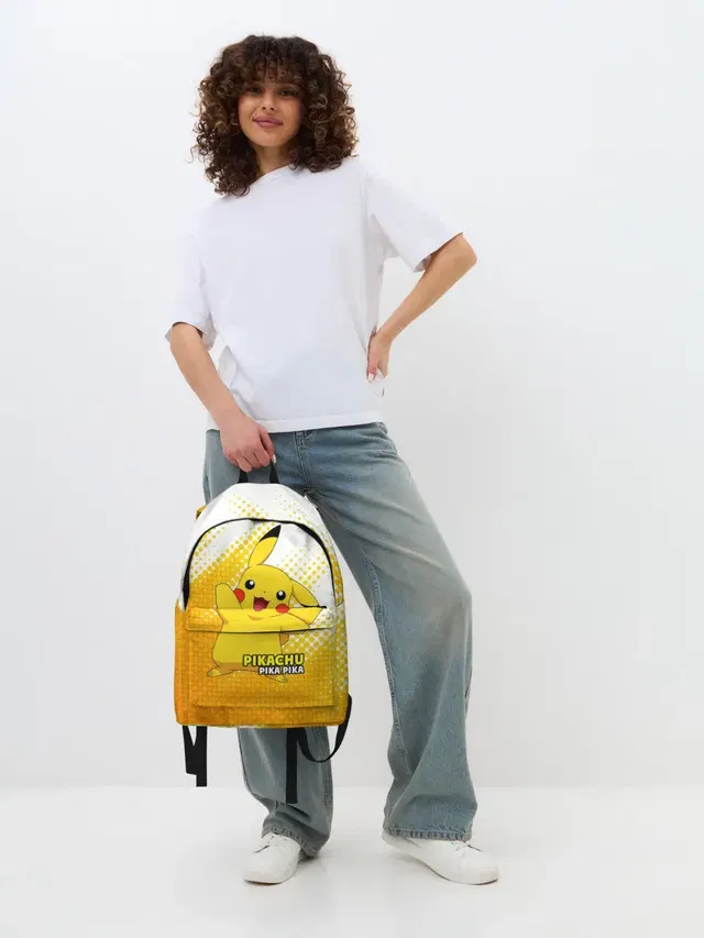 Джинсовый рюкзак с принтом «Пикачу — Pikachu Pika Pika»