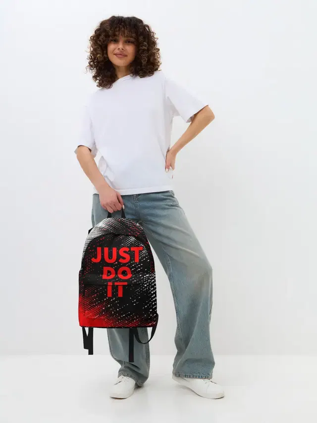 Джинсовый рюкзак с принтом «Популярные цитаты — JUST DO IT»