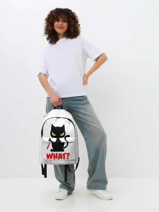 Джинсовый рюкзак с принтом «Коты и кошки — What Cat»