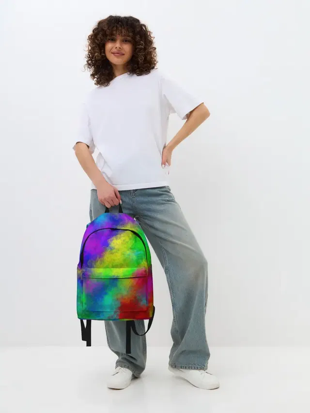 Джинсовый рюкзак с принтом «Абстракция — Multicolored»