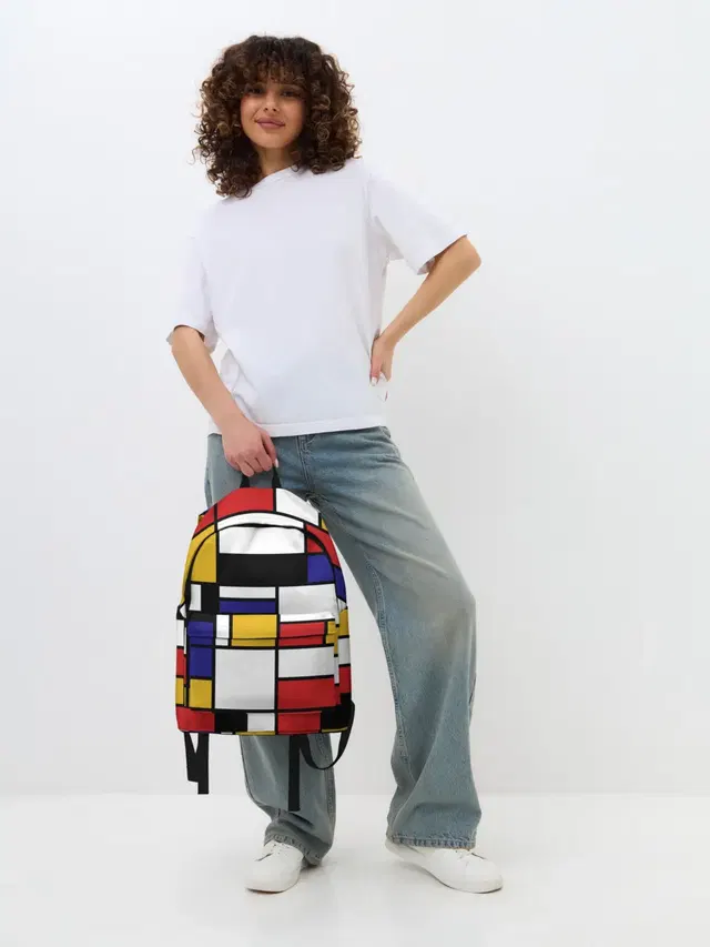 Джинсовый рюкзак с принтом «Retro — Color blocking»