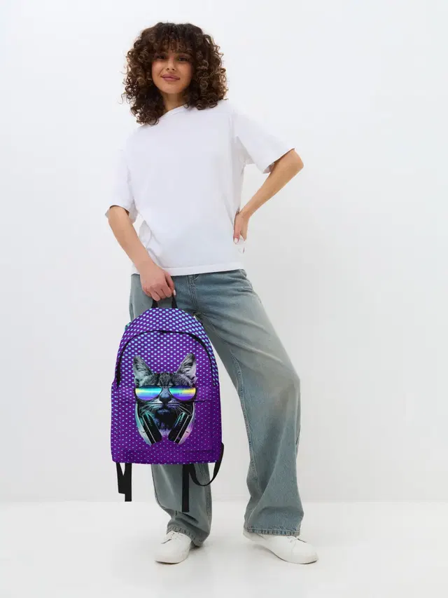 Кот очки наушники модный