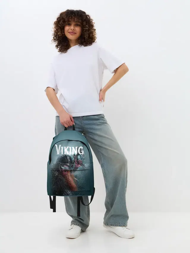 Джинсовый рюкзак с принтом «Viking»