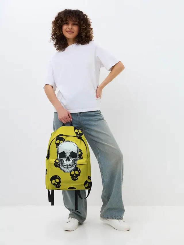 Джинсовый рюкзак с принтом «Yellow Skulls»