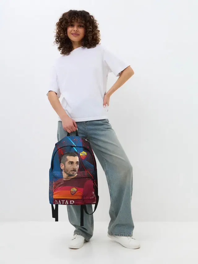 Джинсовый рюкзак с принтом «Генрих Мхитарян — Henrikh Mkhitaryan — Roma»