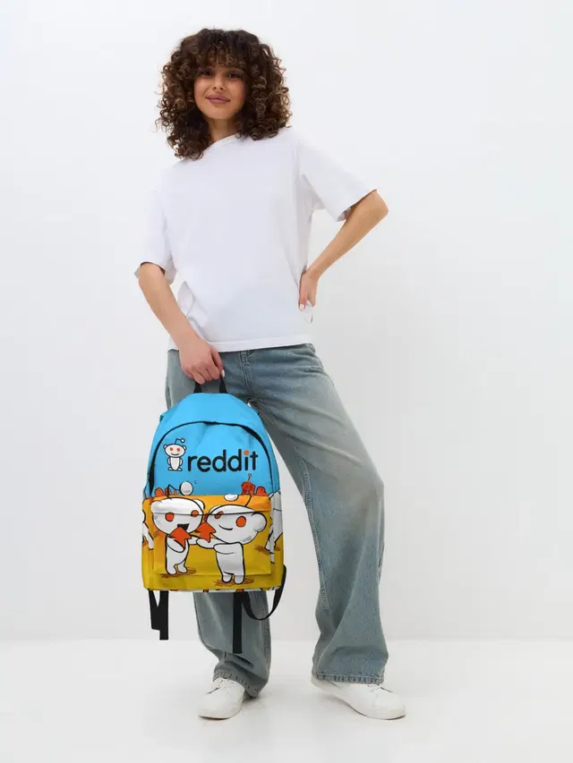 Джинсовый рюкзак с принтом «Социальные сети — REDDIT — РЕДДИТ — UPVOTE ART»