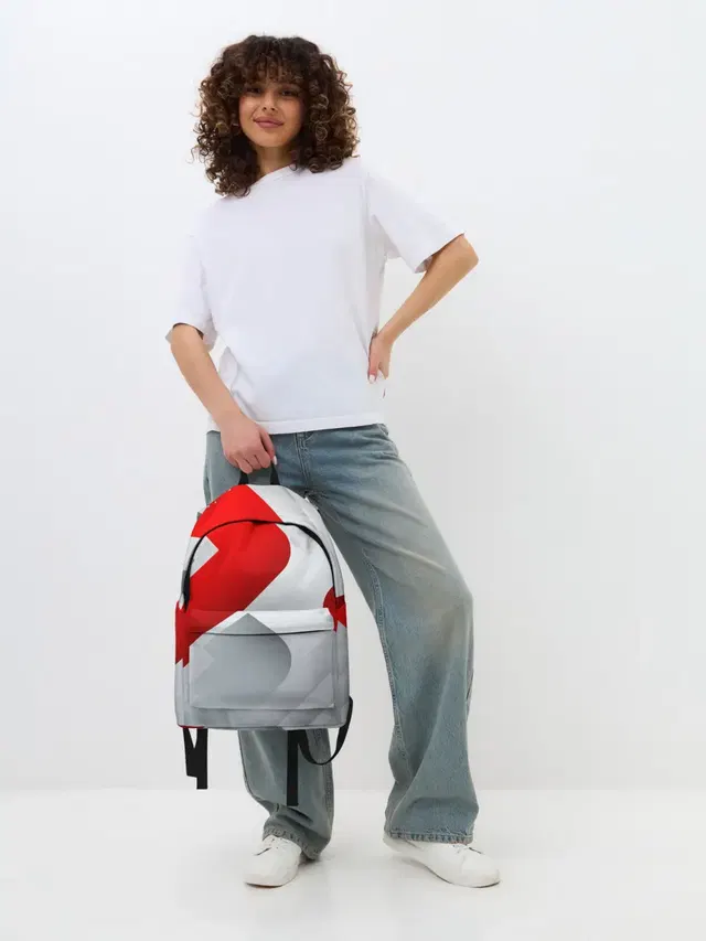 Джинсовый рюкзак с принтом «3D Sport Style RED — WHITE»