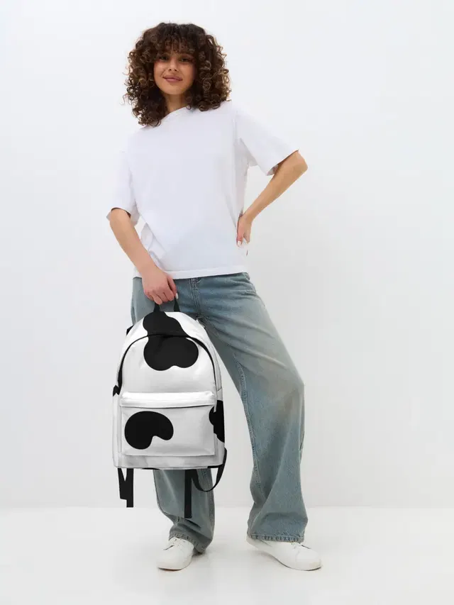 Джинсовый рюкзак с принтом «Животные — Cow print»