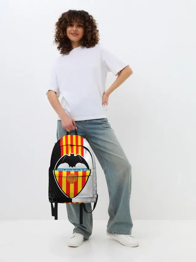 Джинсовый рюкзак с принтом «Valencia — FC VALENCIA — ФК ВАЛЕНСИЯ»