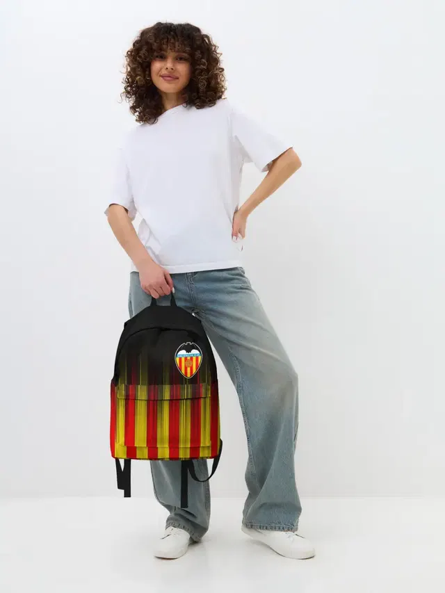 Джинсовый рюкзак с принтом «Valencia — FC VALENCIA — ФК ВАЛЕНСИЯ»