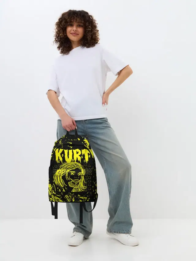 Джинсовый рюкзак с принтом «Kurt Cobain — Nirvana 9»