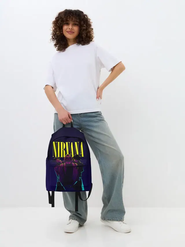Джинсовый рюкзак с принтом «Nirvana Neon»